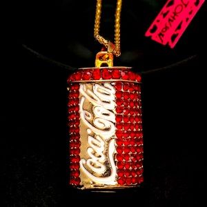 New BetseyJohnson Rhinestone Crystal Coke Necklace